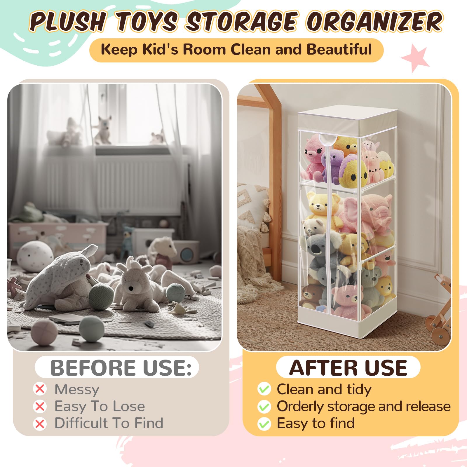 Colingmill double zipper design provides easy access from multiple angles to retrieve toys.