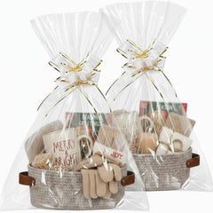Colingmill woven Christmas basket with handle closeup—great for elegant gift presentation.