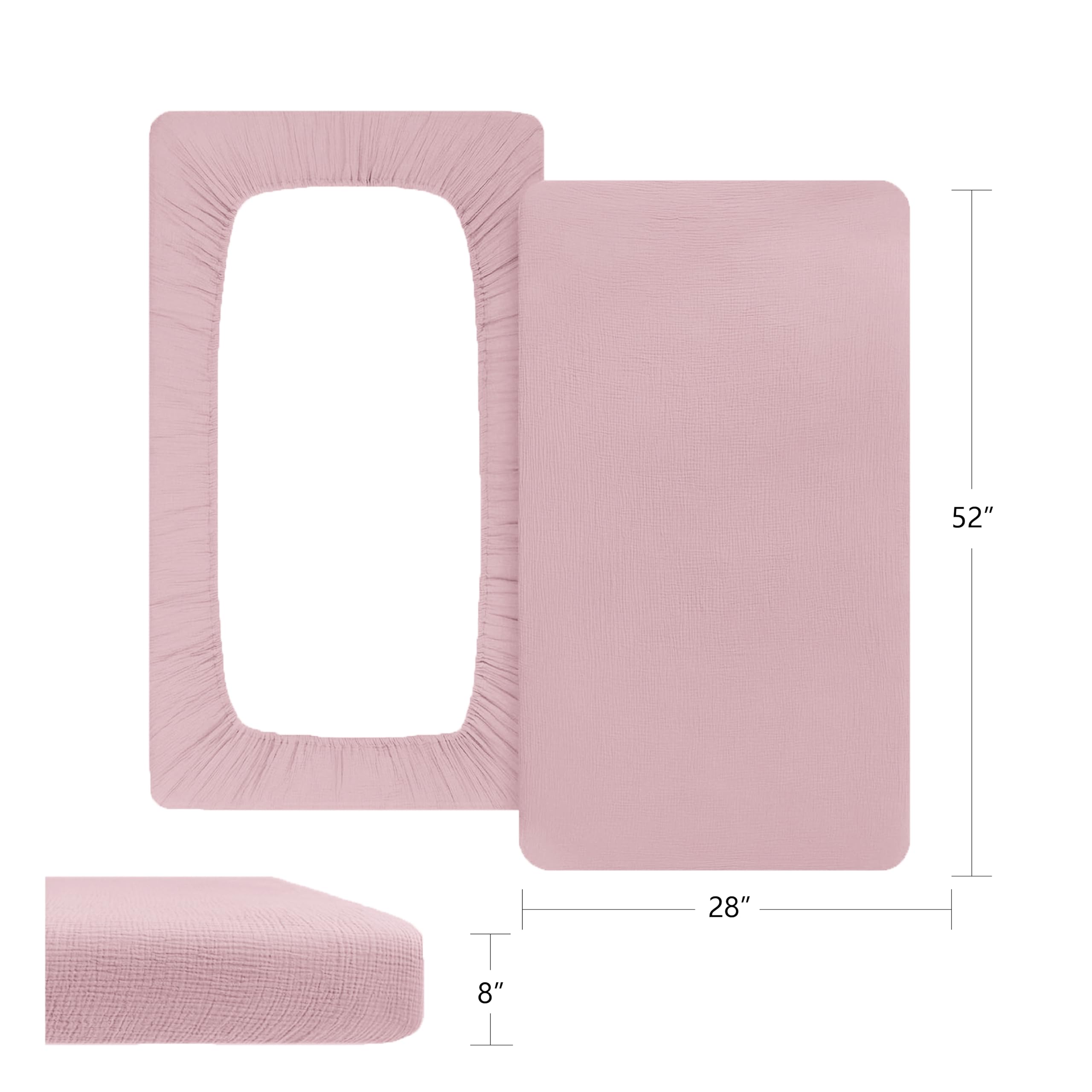 ColoBrethy muslin crib sheets closeup reveals airy texture and color-fast material