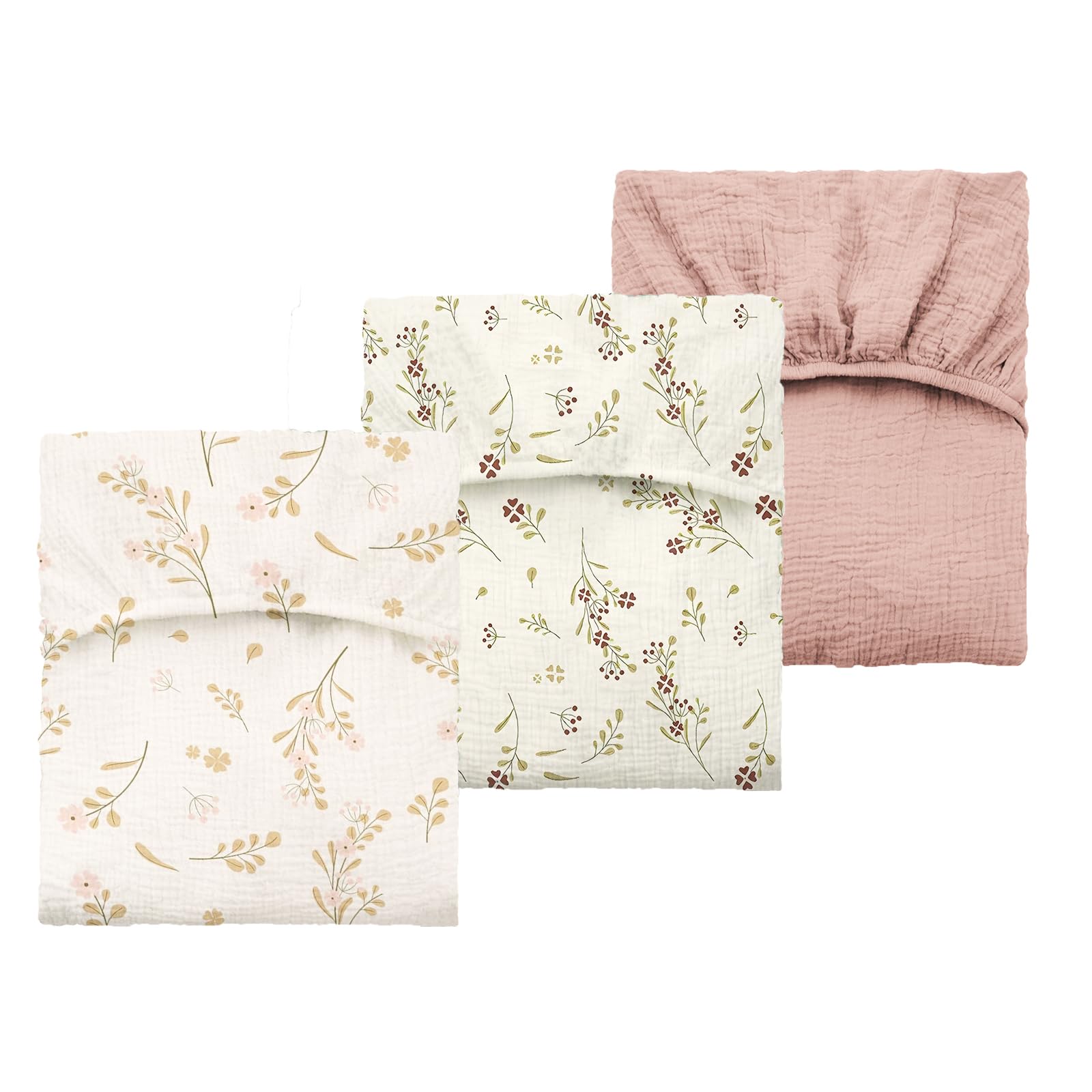 ColoBrethy pink floral blossom crib sheet set shows soft breathable fabric for baby sleep