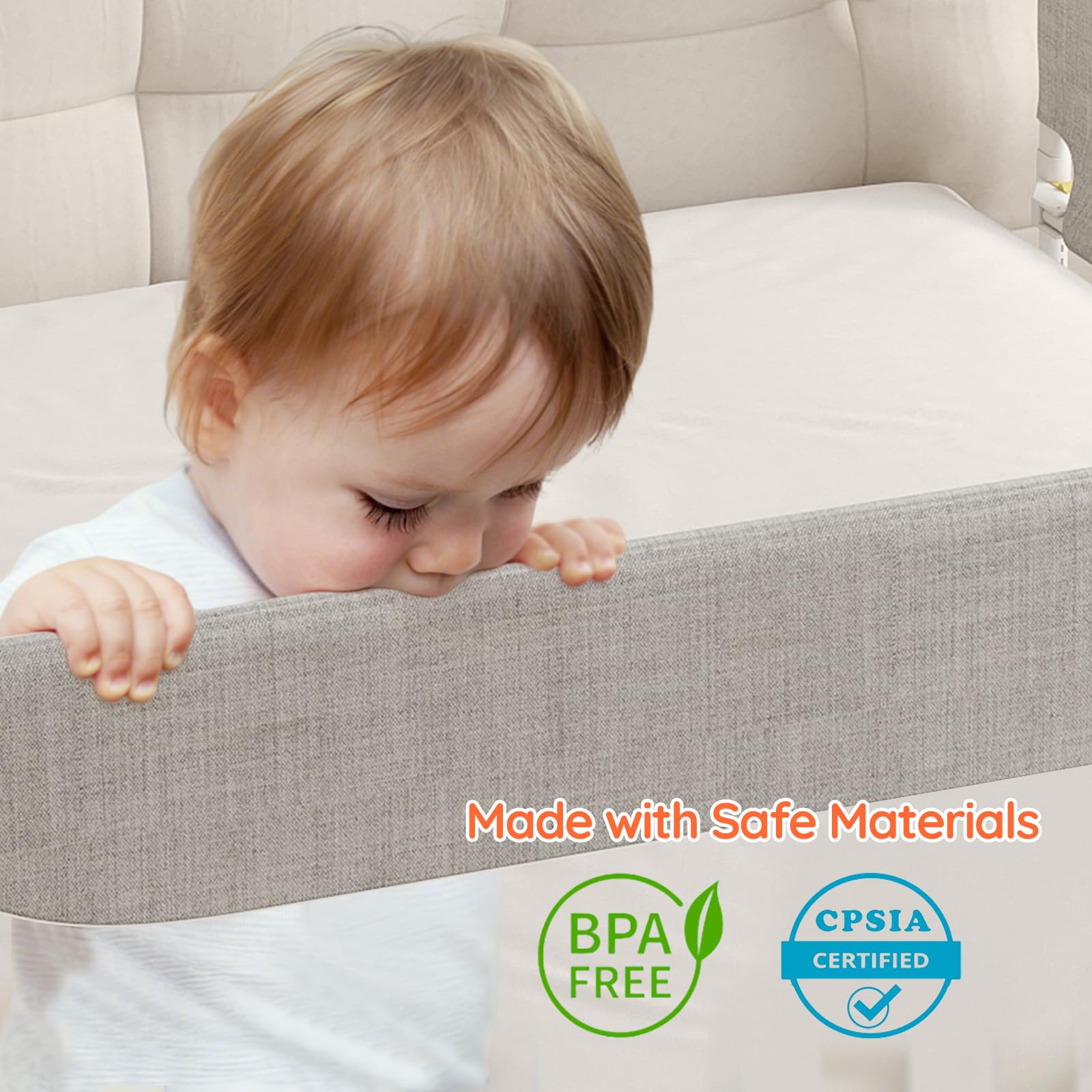 colorfarm bed rail adjustable height with 30 levels for growing toddlers
