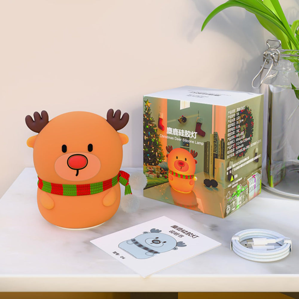 Colorful Life silicone reindeer night light shows three brightness levels for bedtime routines