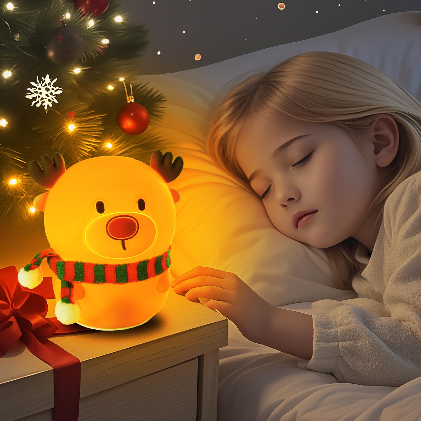 Colorful Life silicone reindeer night light close-up of soft silicone texture