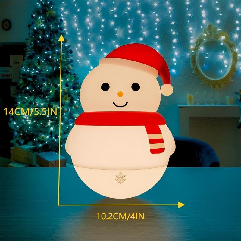 Colorful Life Snowman Tap Light lit with gentle glow and tap activation demo