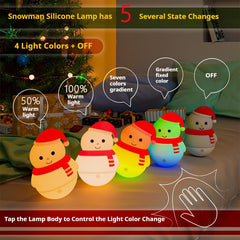 Colorful Life Snowman Tap Light compact bedside lamp in a kid’s room
