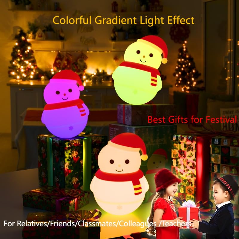 Colorful Life Snowman Tap Light 30-minute timer indicator and cozy brightness