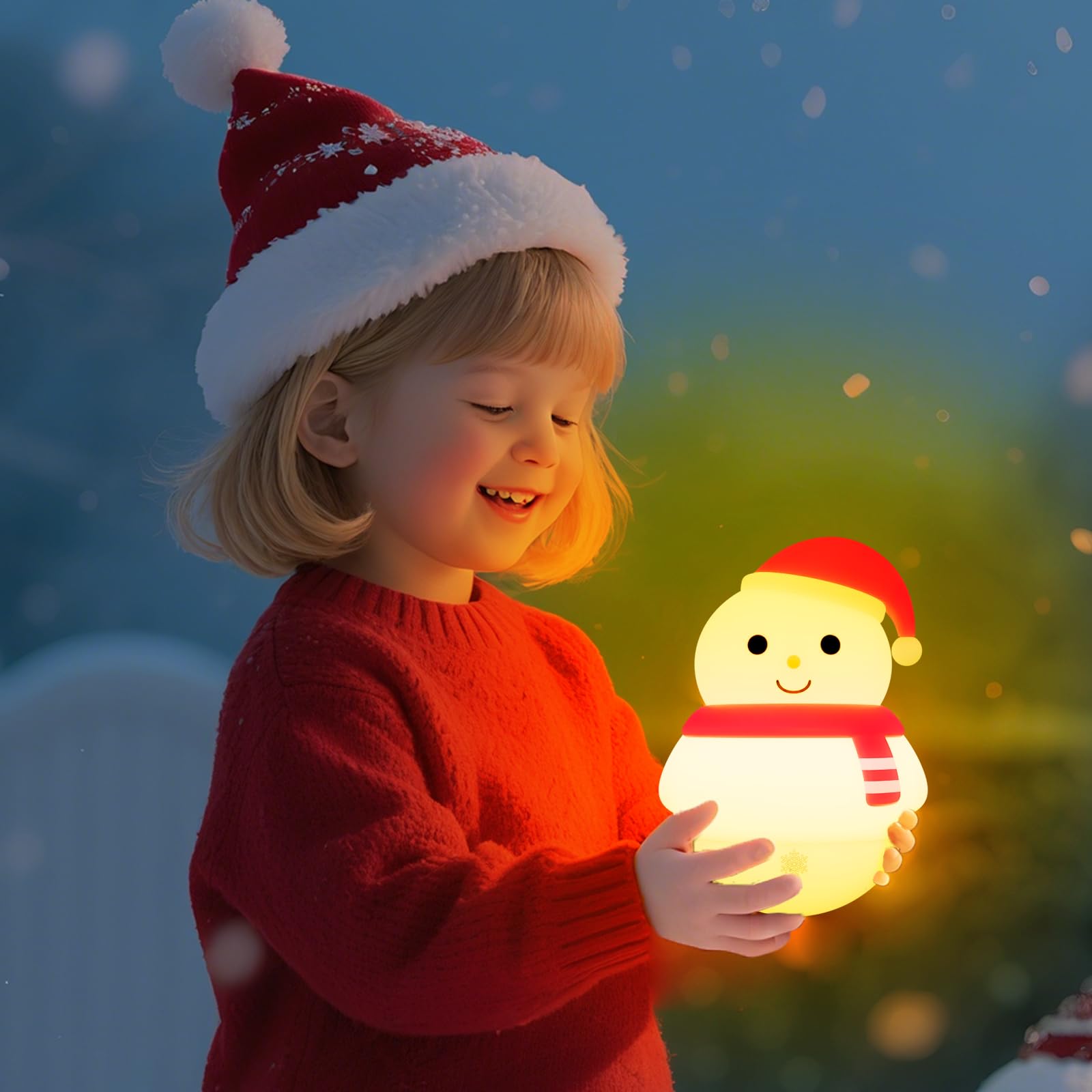 Colorful Life Snowman Tap Light rechargeable feature shown for cordless convenience