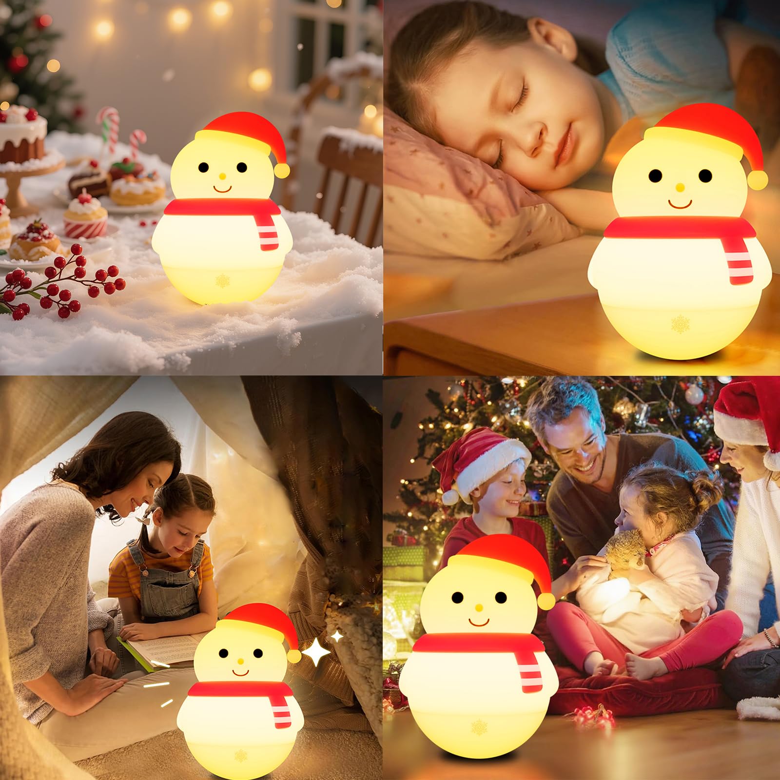 Colorful Life Snowman Tap Light three brightness levels UI demonstration