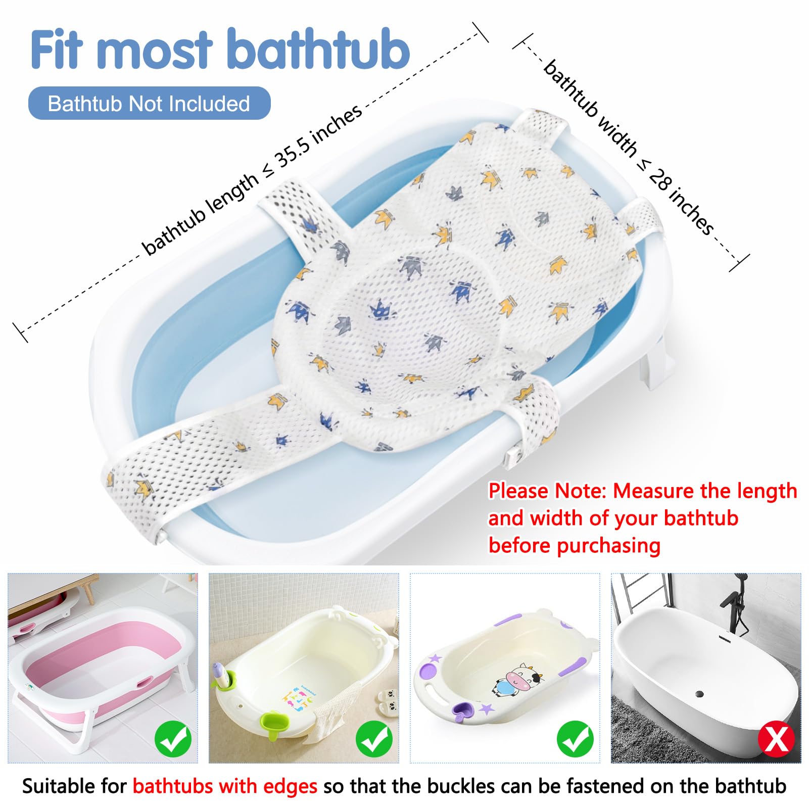 Colorlife Anti-slip T-buckle keeps baby stable while you bathe and multitask.