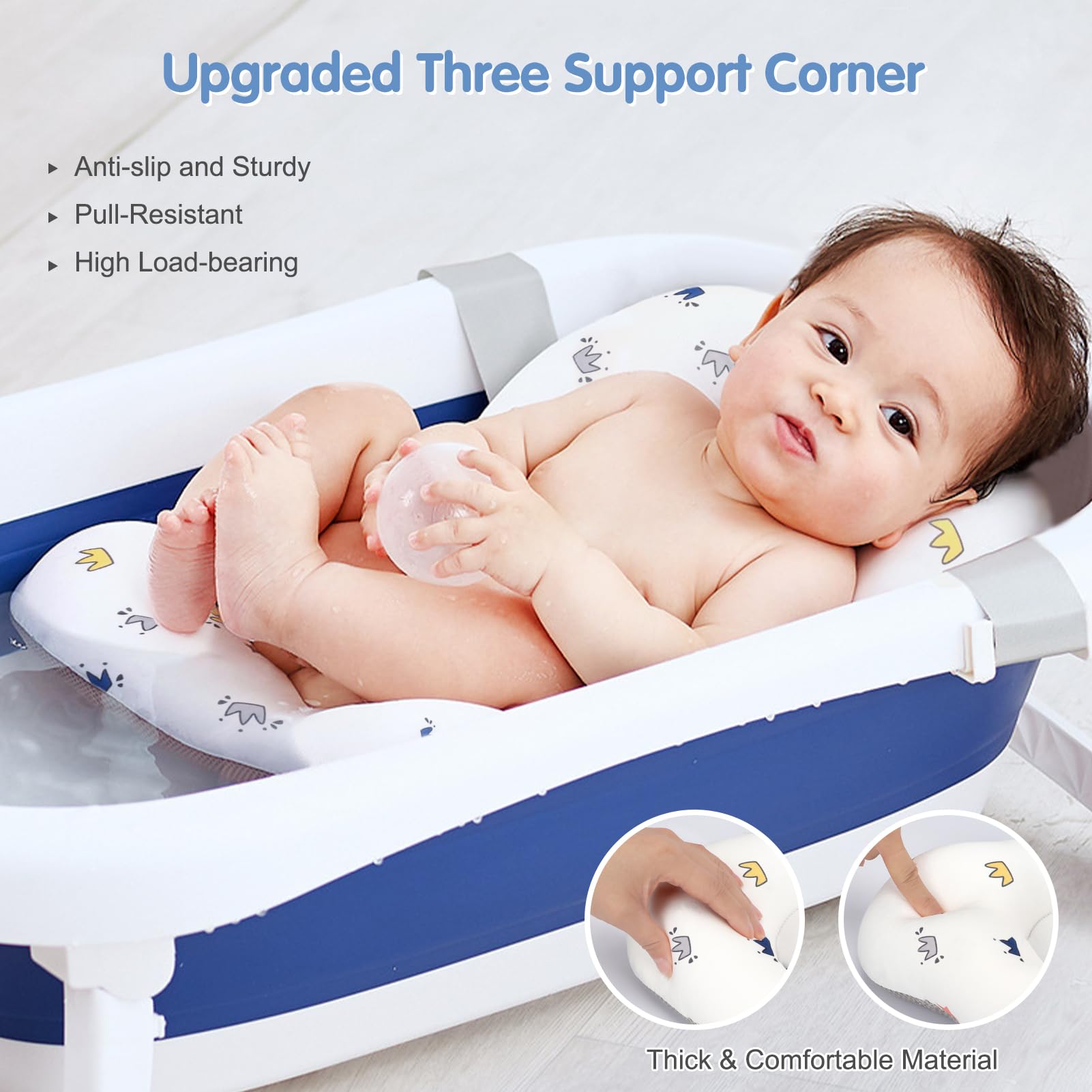 Colorlife baby bath seat crown side view with adjustable strap system