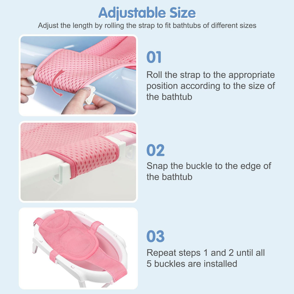 Colorlife Baby Bath Seat Mesh pink note indicates tub not included.