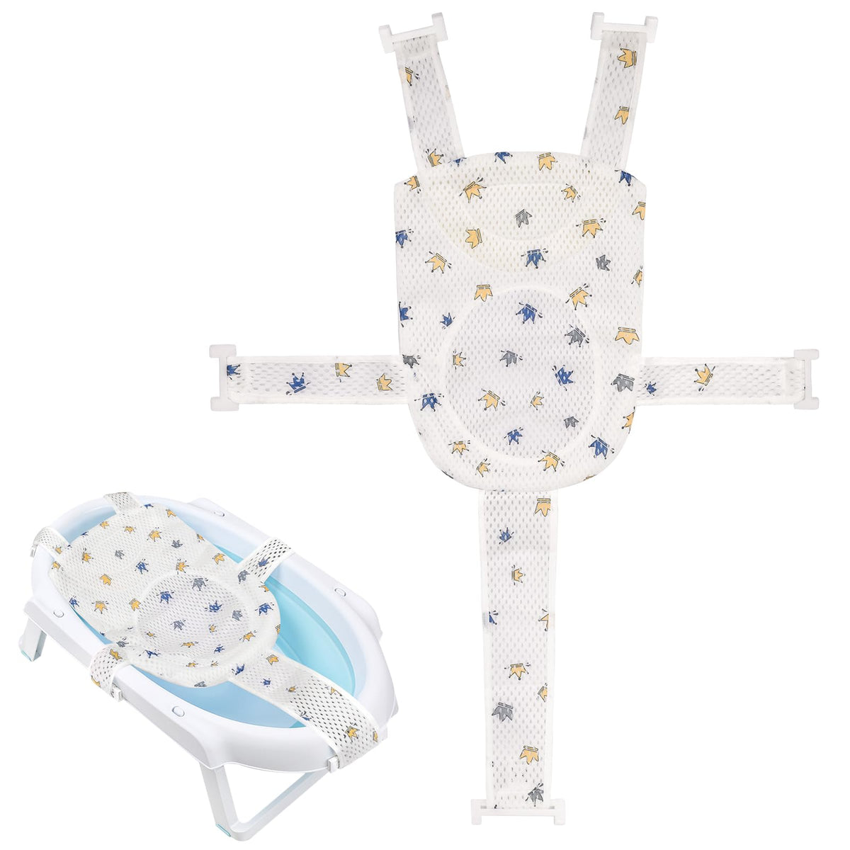 Colorlife Baby Bath Seat Mesh with soft pillow provides cozy support during bath time.