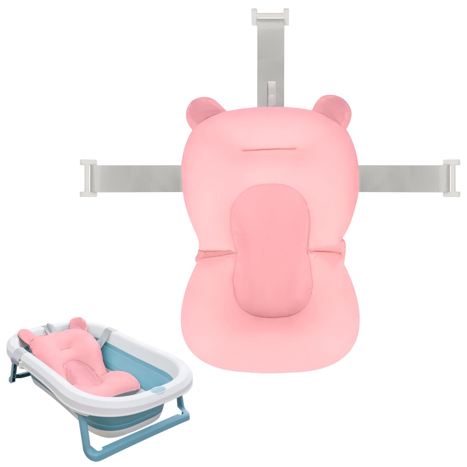 Colorlife baby bath seat net pink overview shows comfort and fit for bath time.