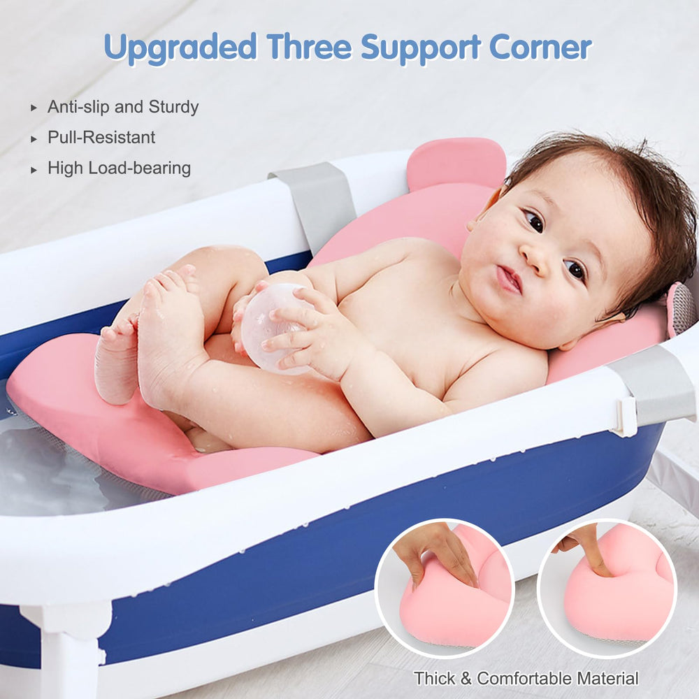 Colorlife baby bath seat net pink padded pillow offers gentle support.