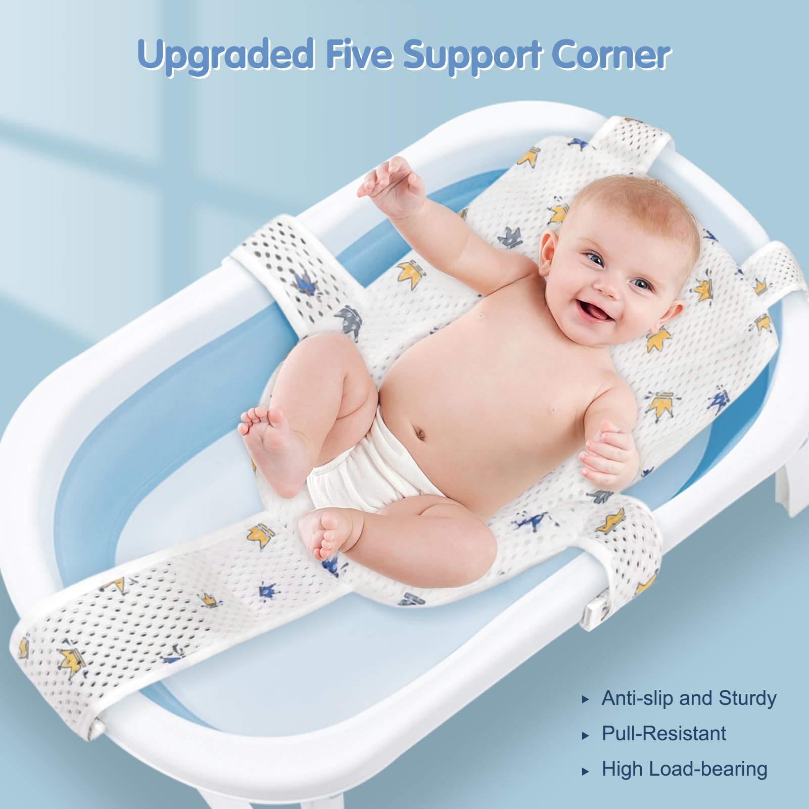 Colorlife Adjustable five-point straps fit most tubs for versatile newborn bathing.