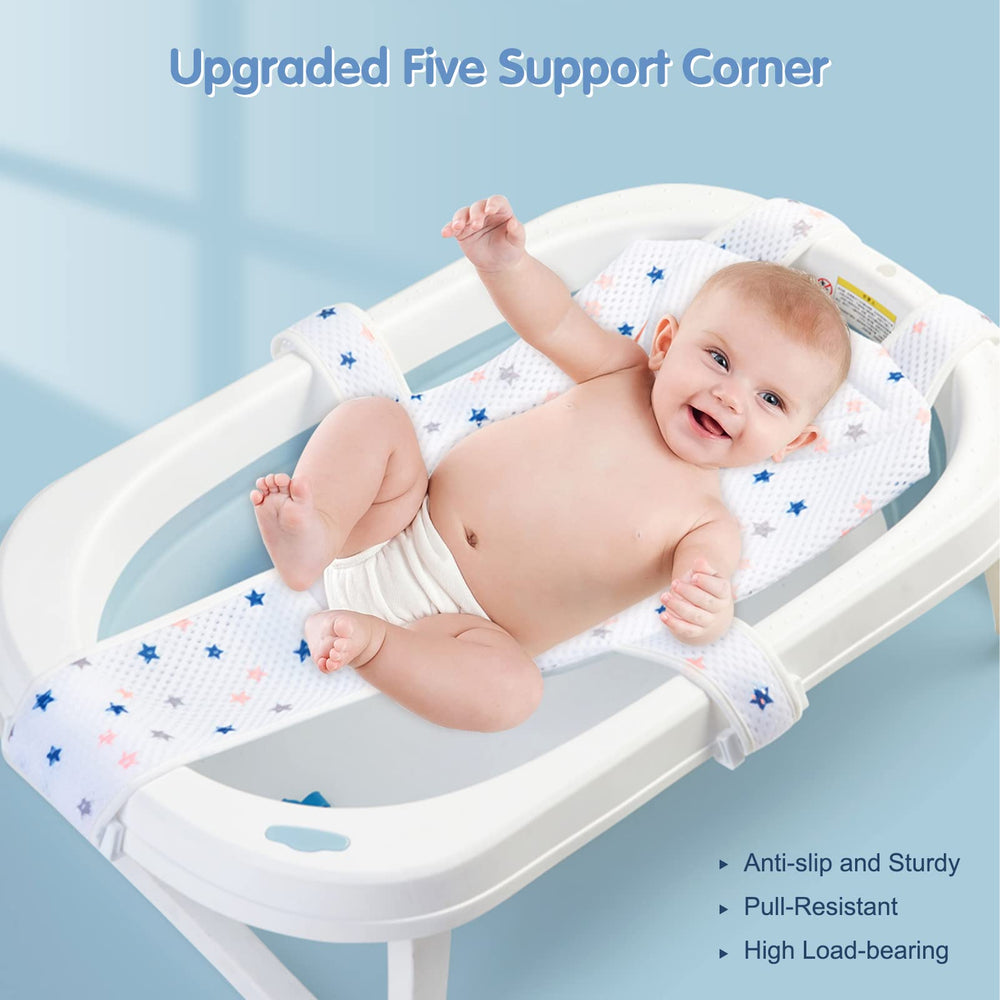 Colorlife bath seat with adjustable straps securing a snug fit.