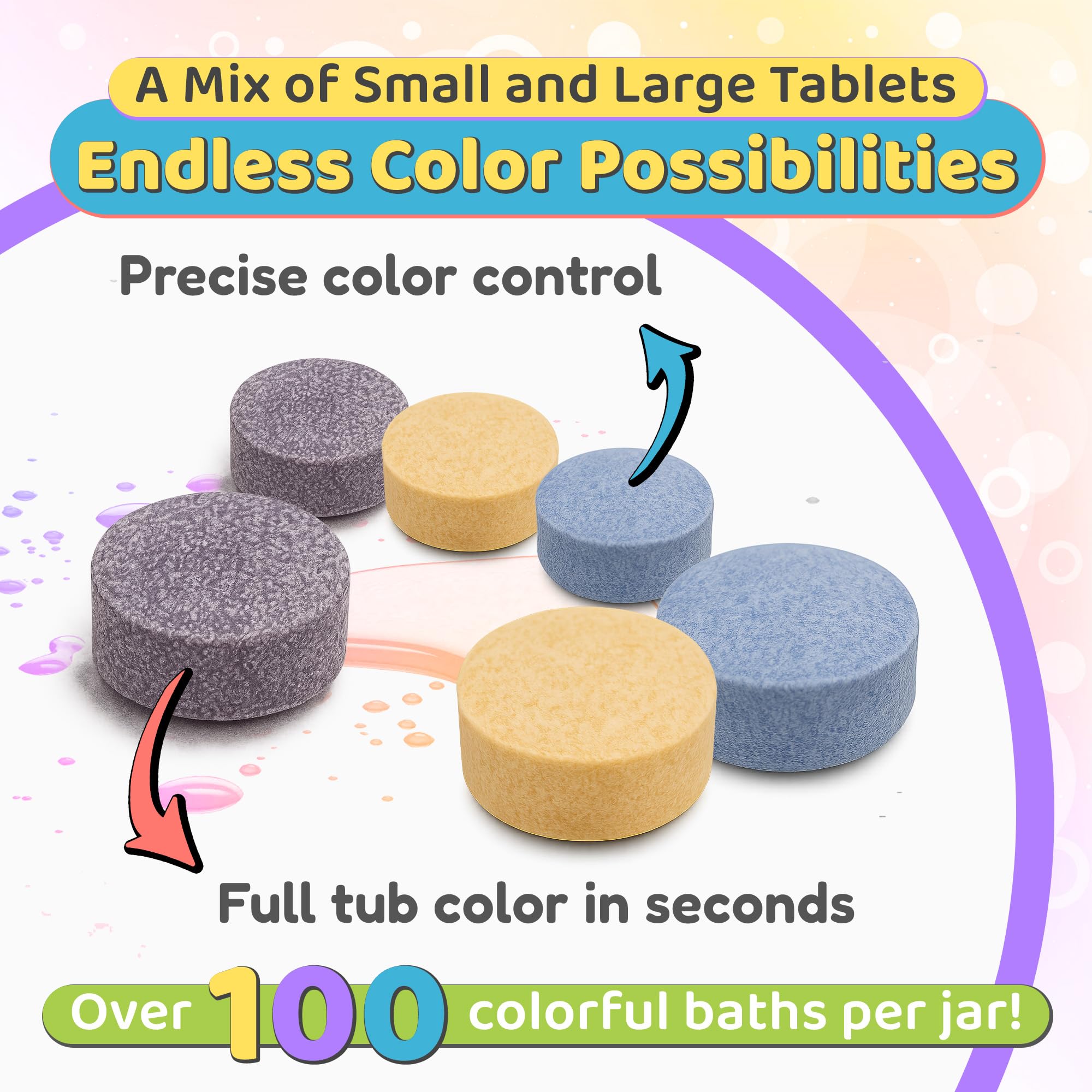Color MyBath red tablet dissolving in bath water for vivid color