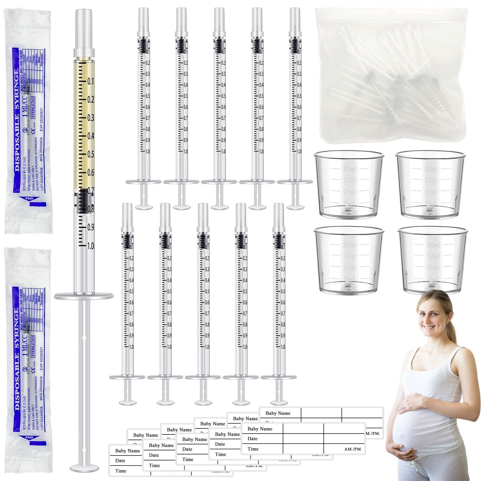 Colostrum collector set package view demonstrates an organized starter kit for easy daily use.