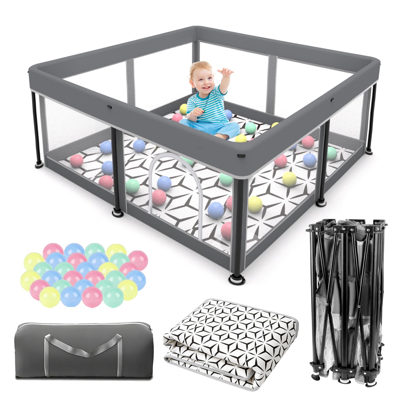 Colpart foldable playpen unfolded setup highlights quick one-minute assembly for on-the-go parents.