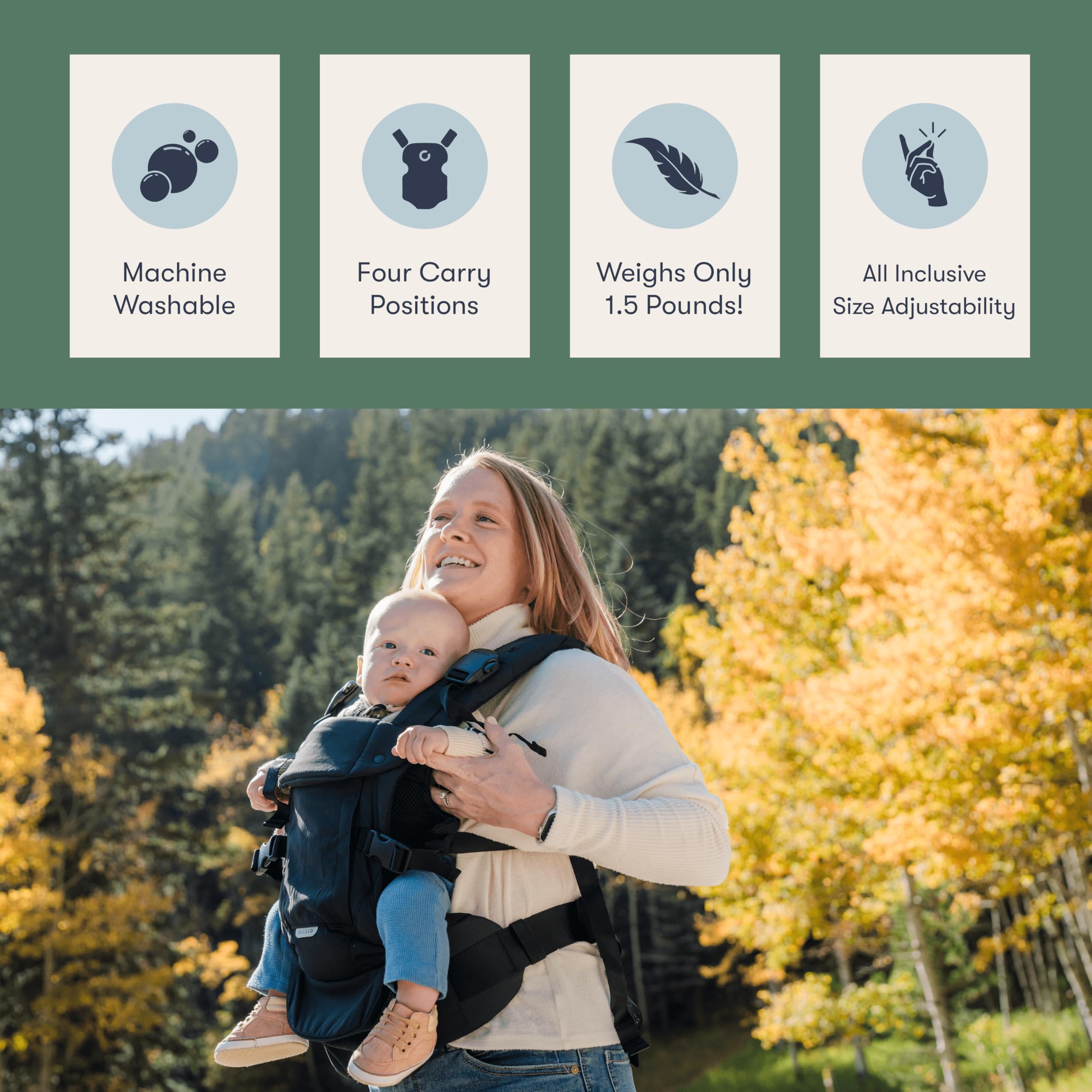 Colugo carrier supports newborn to toddler use, growing with your child.