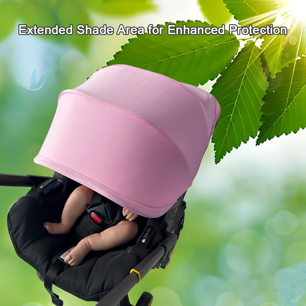 Colukii 4-fold design canopy pink demonstrates adjustable shade coverage for changing weather.