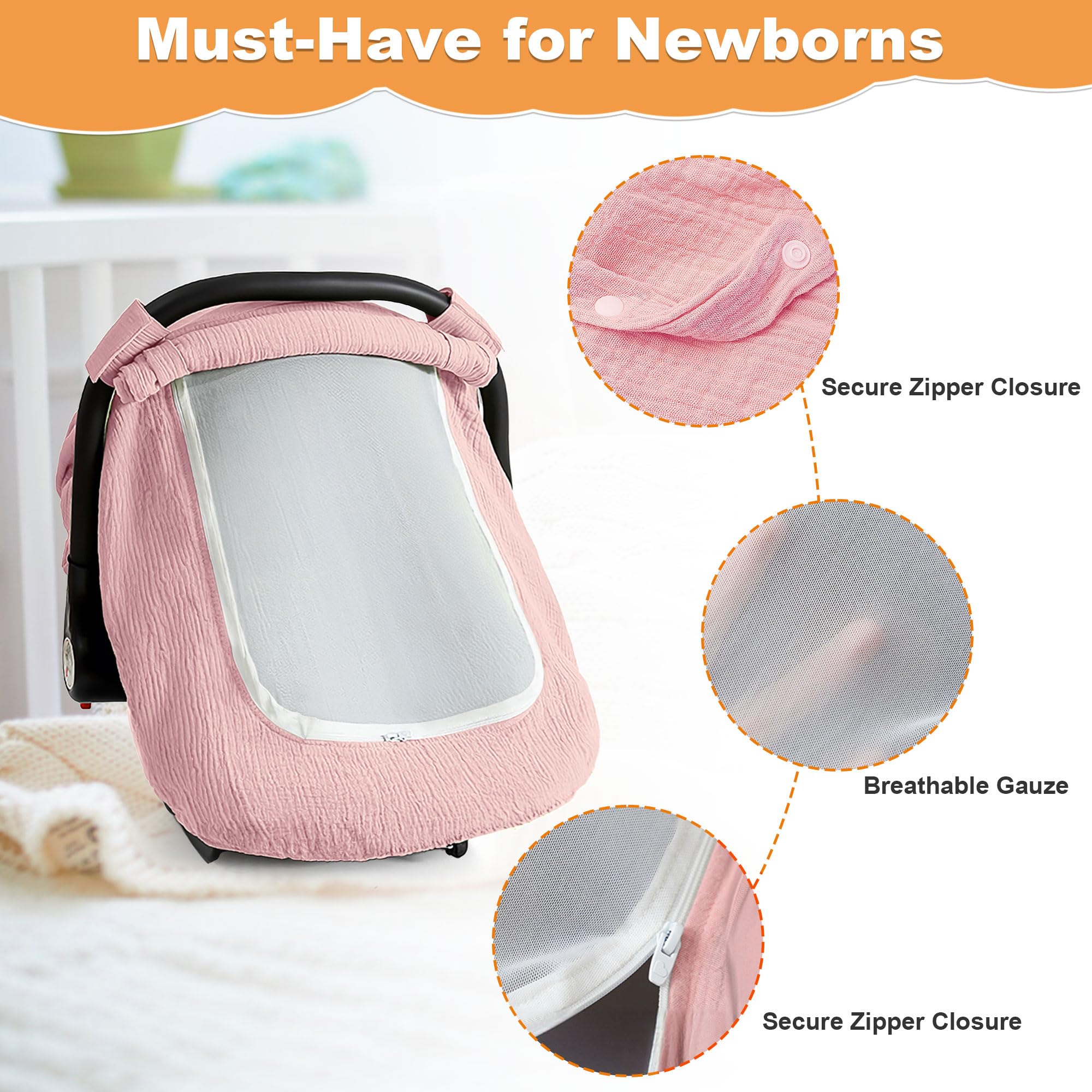C COMCROSFLY breathable fabric car seat cover promotes airflow for restful naps