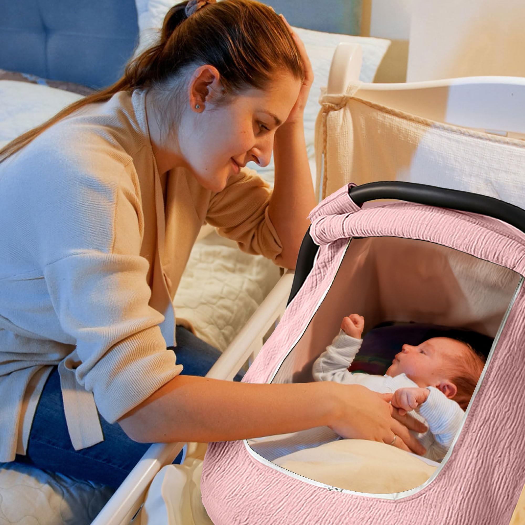 C COMCROSFLY multiuse muslin cover serves as stroller or nursing shield