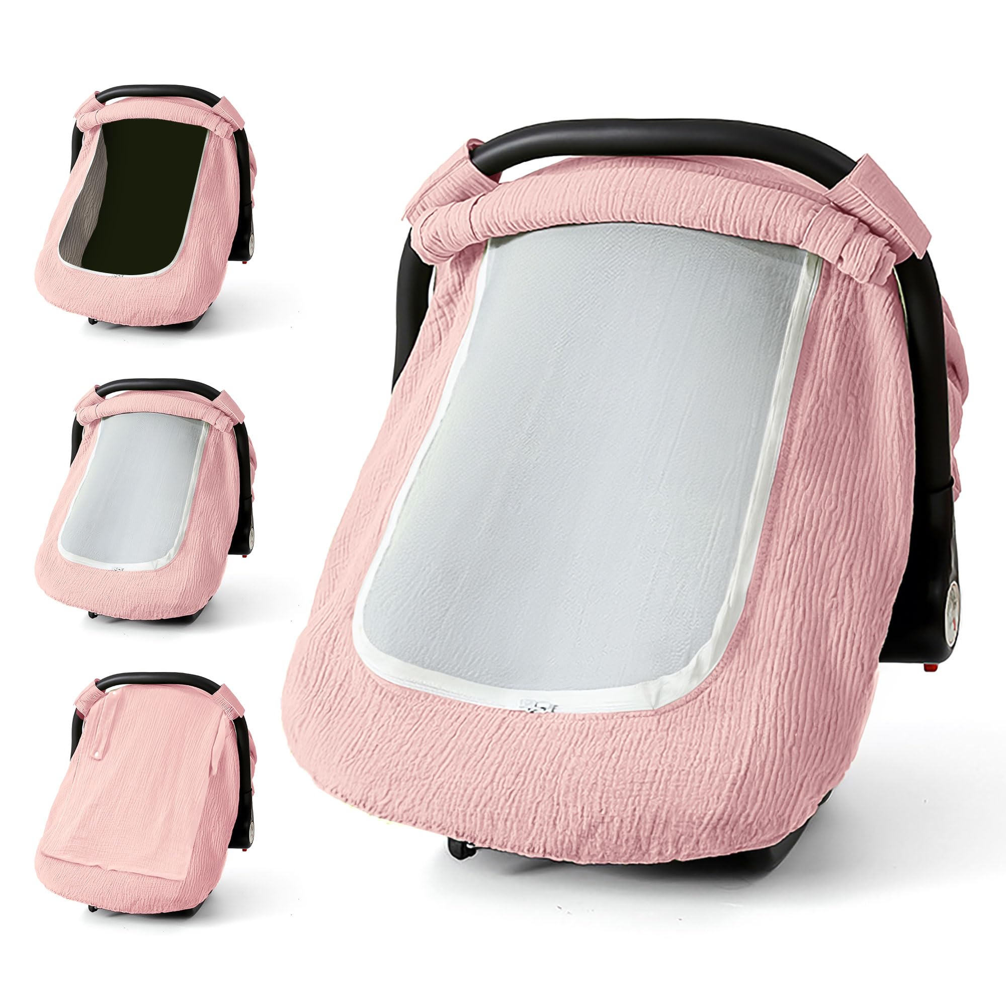 C COMCROSFLY muslin car seat cover pink offers soft comfort for delicate skin