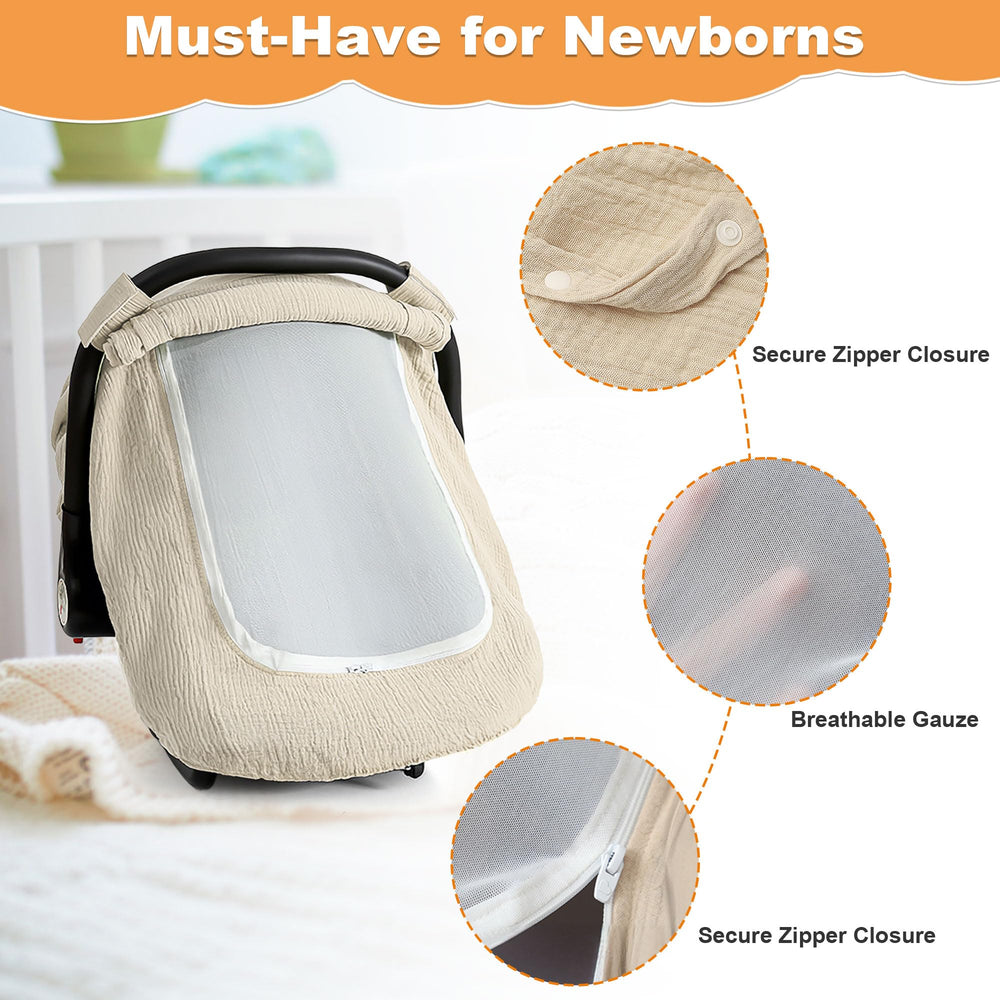 C COMCROSFLY car seat cover with mesh peep window for easy monitoring and airflow.