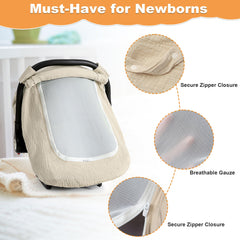 C COMCROSFLY car seat cover with mesh peep window for easy monitoring and airflow.