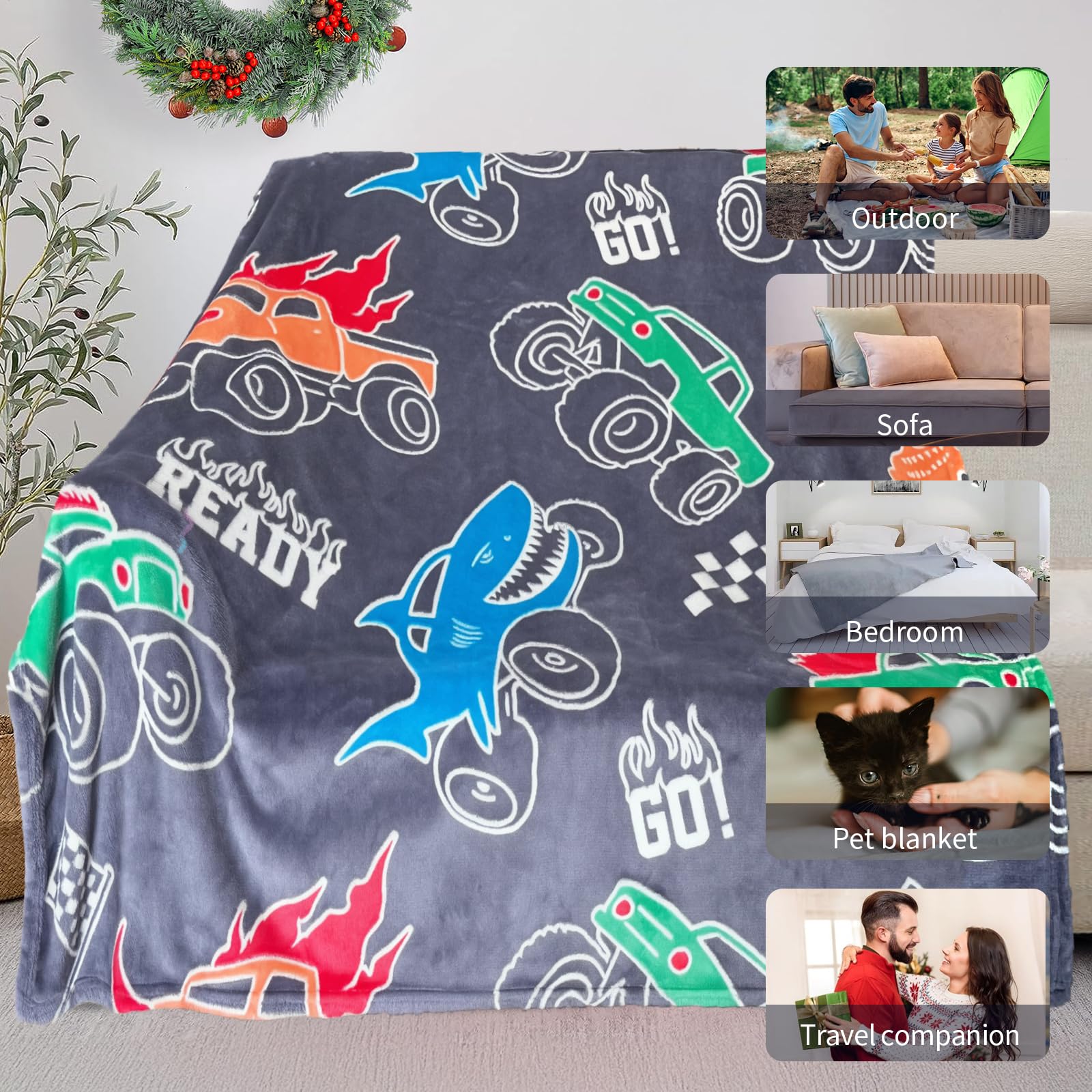 COMFAR Truck Blanket close-up fabric texture showing non-pilling print
