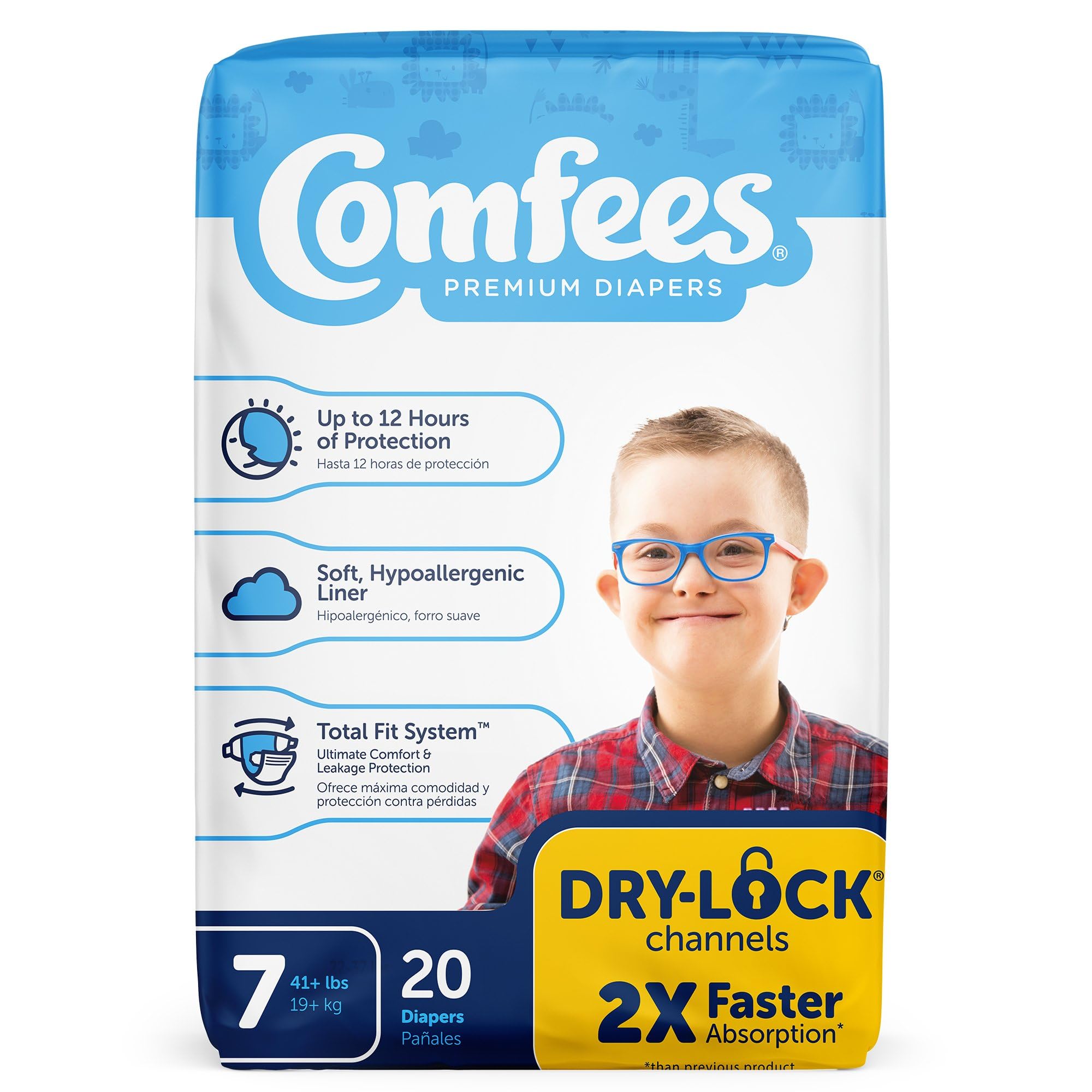 Comfees CMF-7 SoftFlex waistband image highlights flexible fit that moves with baby.