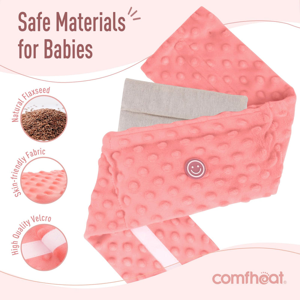 Comfheat adjustable Velcro fit secures the wrap for comfortable tummy contact.