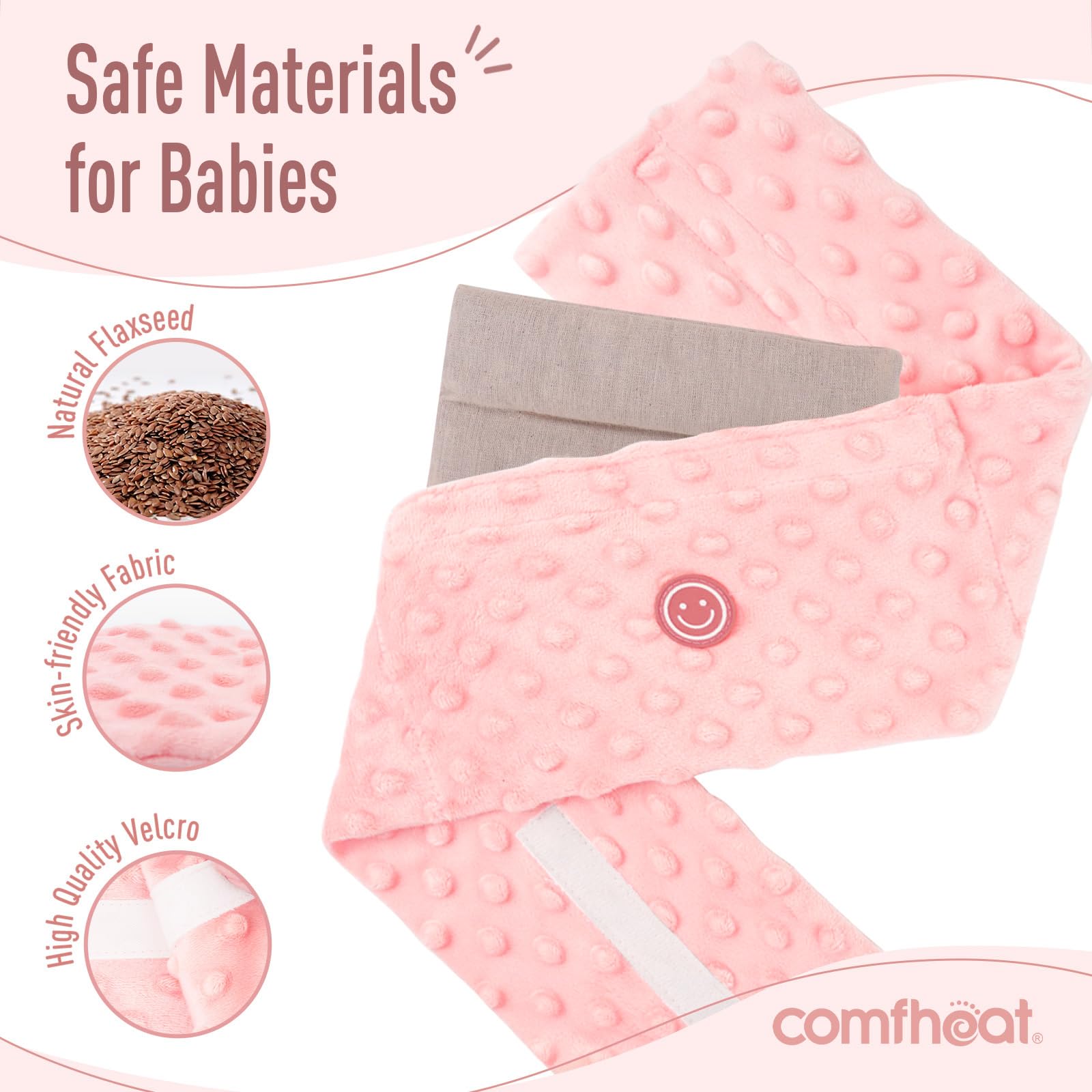 Comfheat baby wrap adjustable Velcro for secure fit.