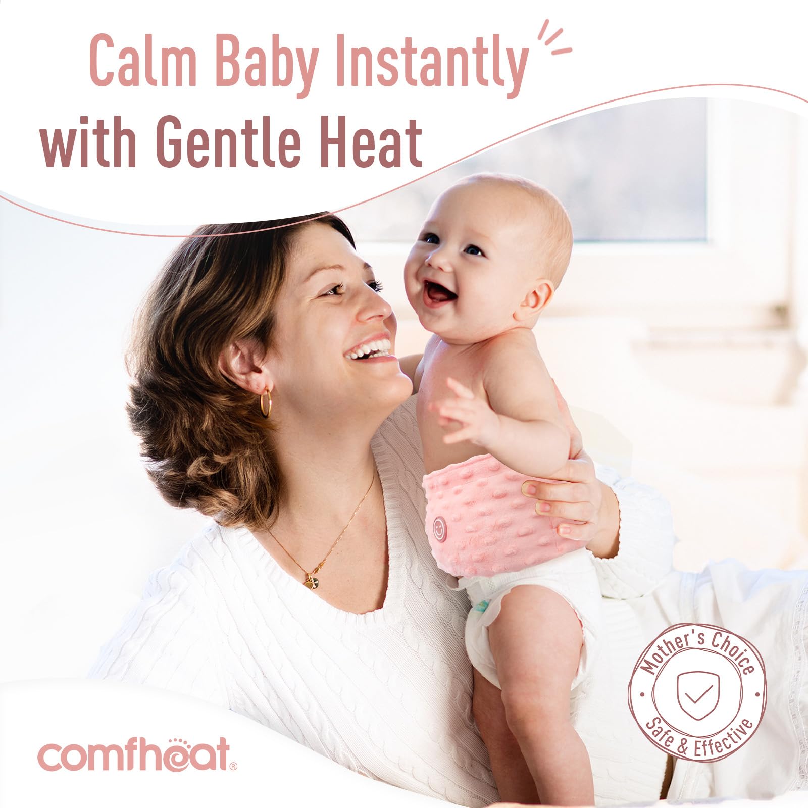 Comfheat baby wrap during tummy time for comfort.