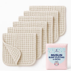 Comforista burp cloths: six-layer muslin absorbent fabric for burps and spills.