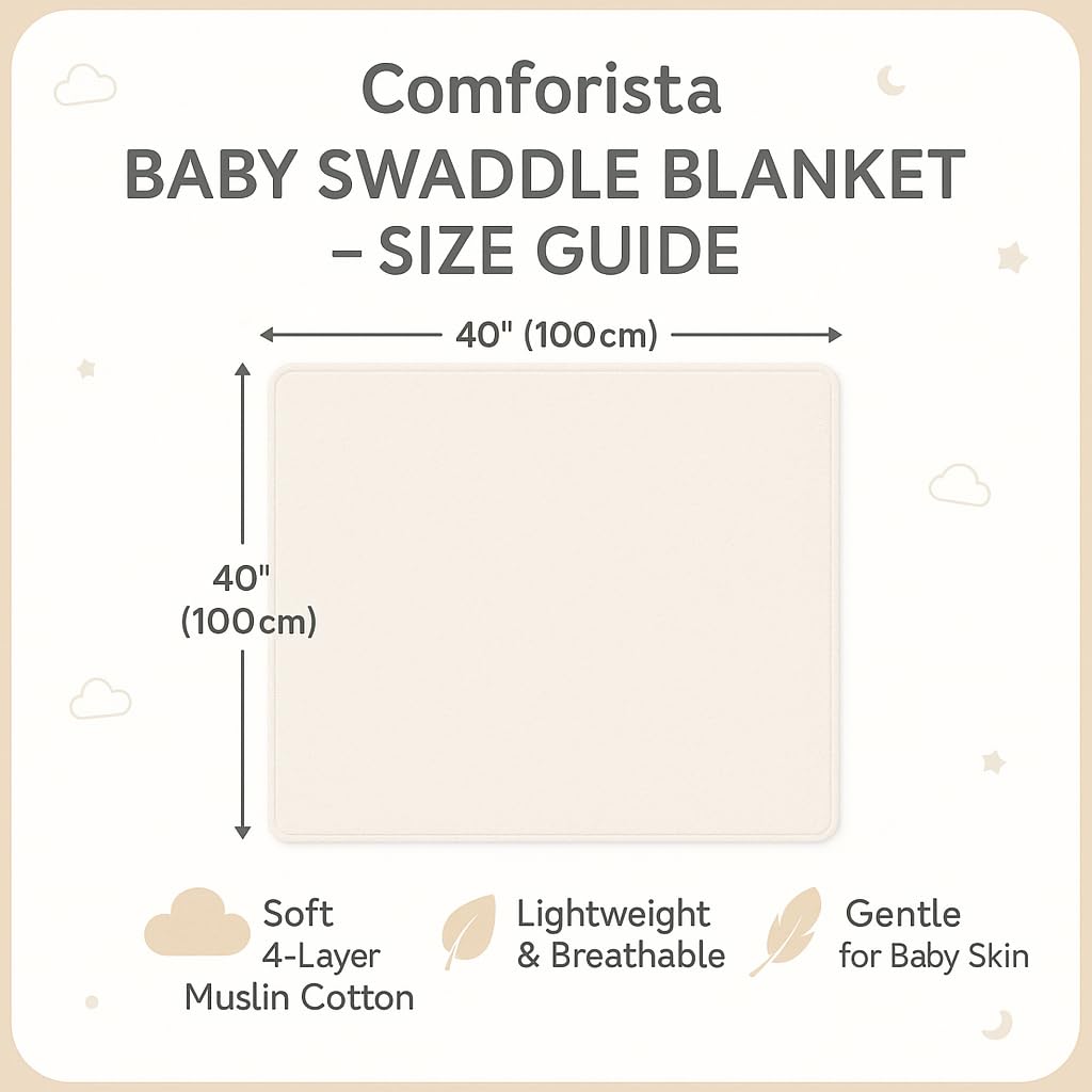 Comforista muslin swaddle breathable fabric promotes airy sleeping environment for baby.