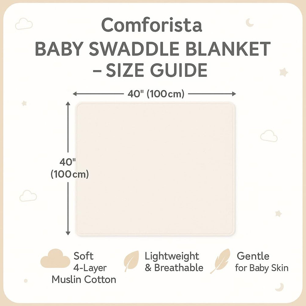 Comforista muslin swaddle breathable fabric promotes airy sleeping environment for baby.