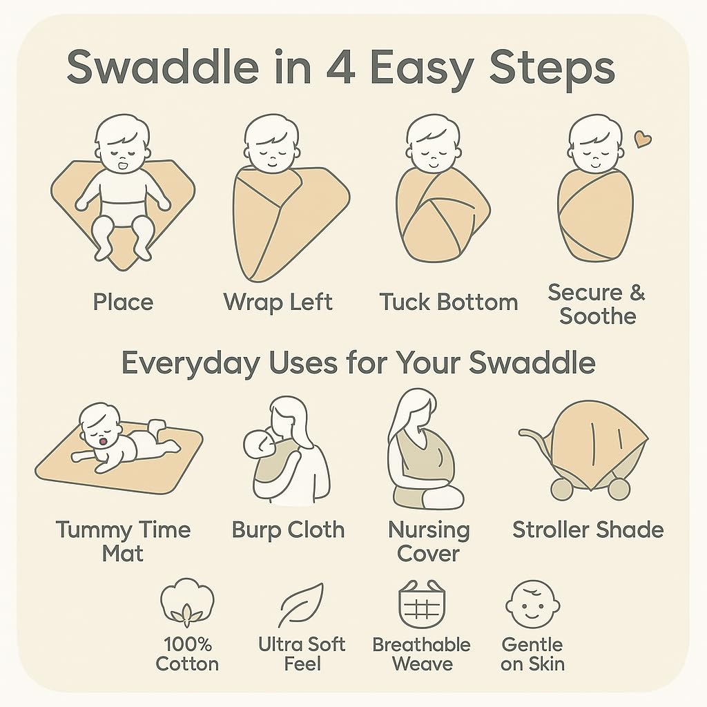 Comforista muslin swaddle easy-care fabric withstands countless washes.
