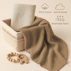 Comforista muslin swaddle versatile blanket used as nursing cover or burp cloth.