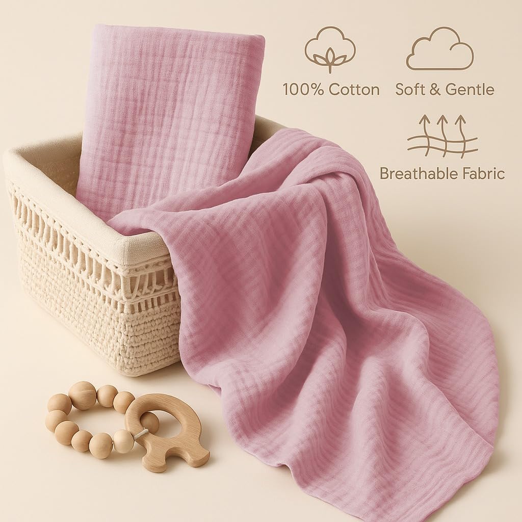 Comforista Muslin Swaddle Pink Stroller Cover use for on-the-go privacy.