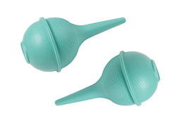 Comfort Axis baby nasal aspirator green bulb closeup shows ribbed grip for secure use.