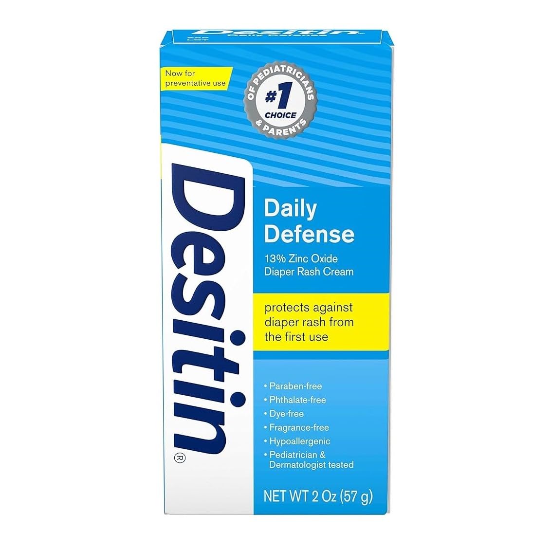 Comfort Axis Desitin Daily Defense features 13 percent zinc oxide for protective barrier relief.