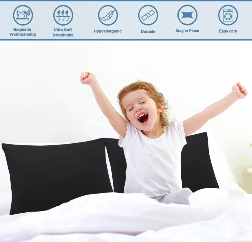 Comfort Beddings black 13x18 pillowcase features zipper closure for easy on/off and protection.
