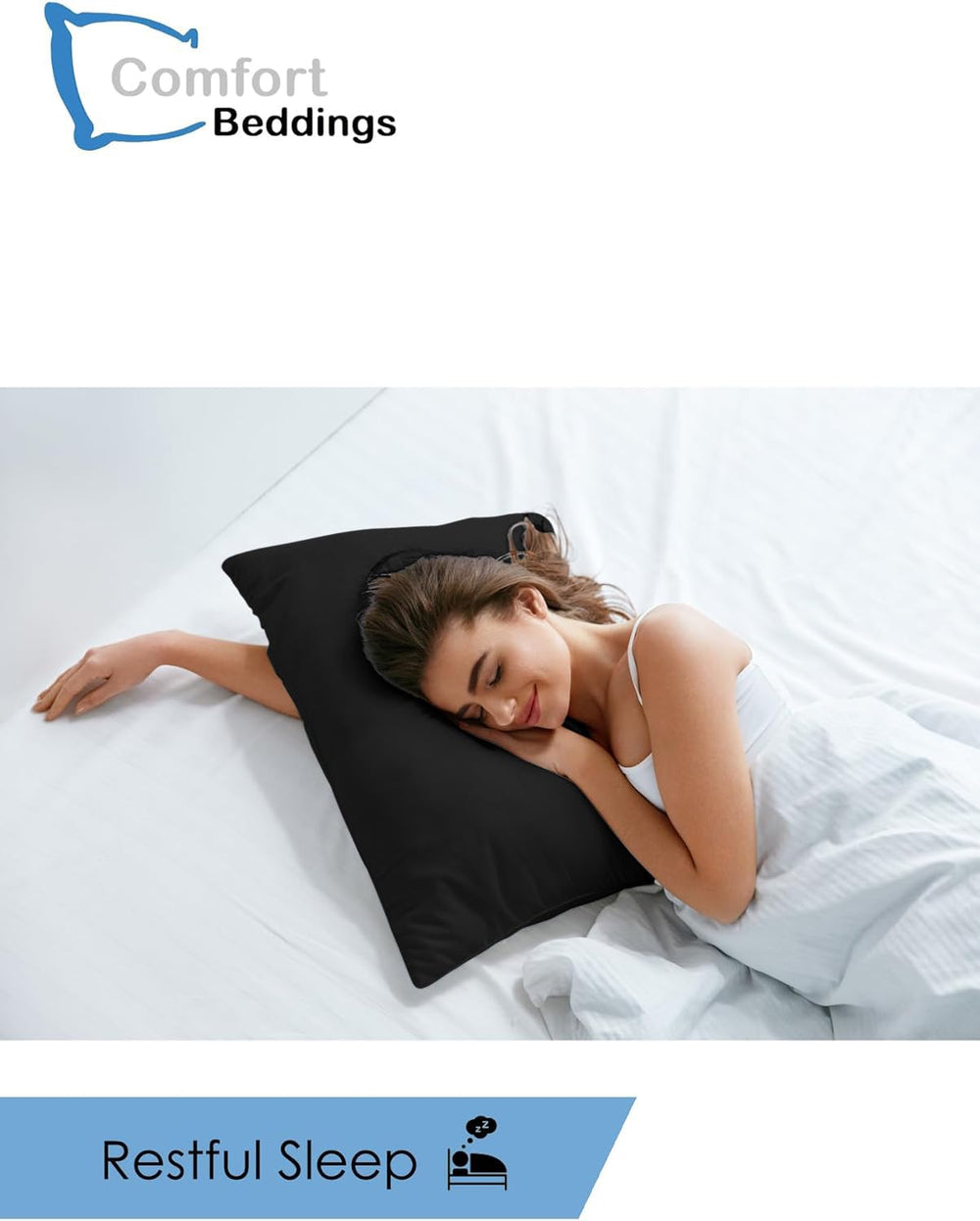 Comfort Beddings two-pack pillowcase set in nursery-ready black complements kids' bedding.
