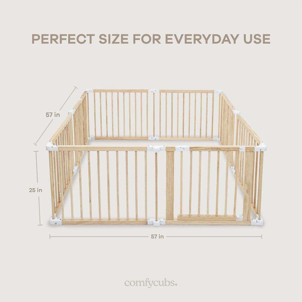 Comfy Cubs 57x57 inch dimension visual reveals spacious play space