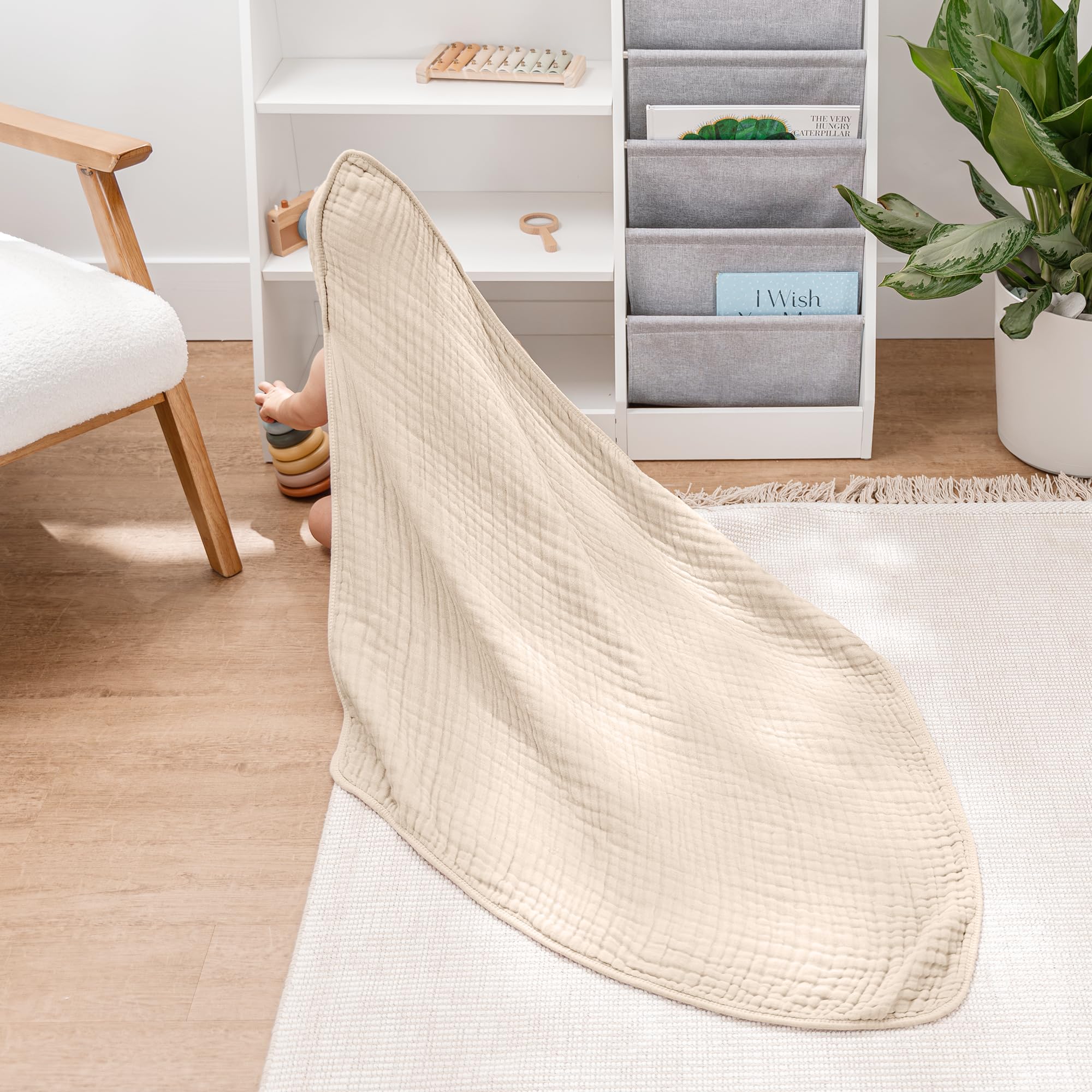 Comfy Cubs 6-layer muslin cotton towel, durable and gentle.