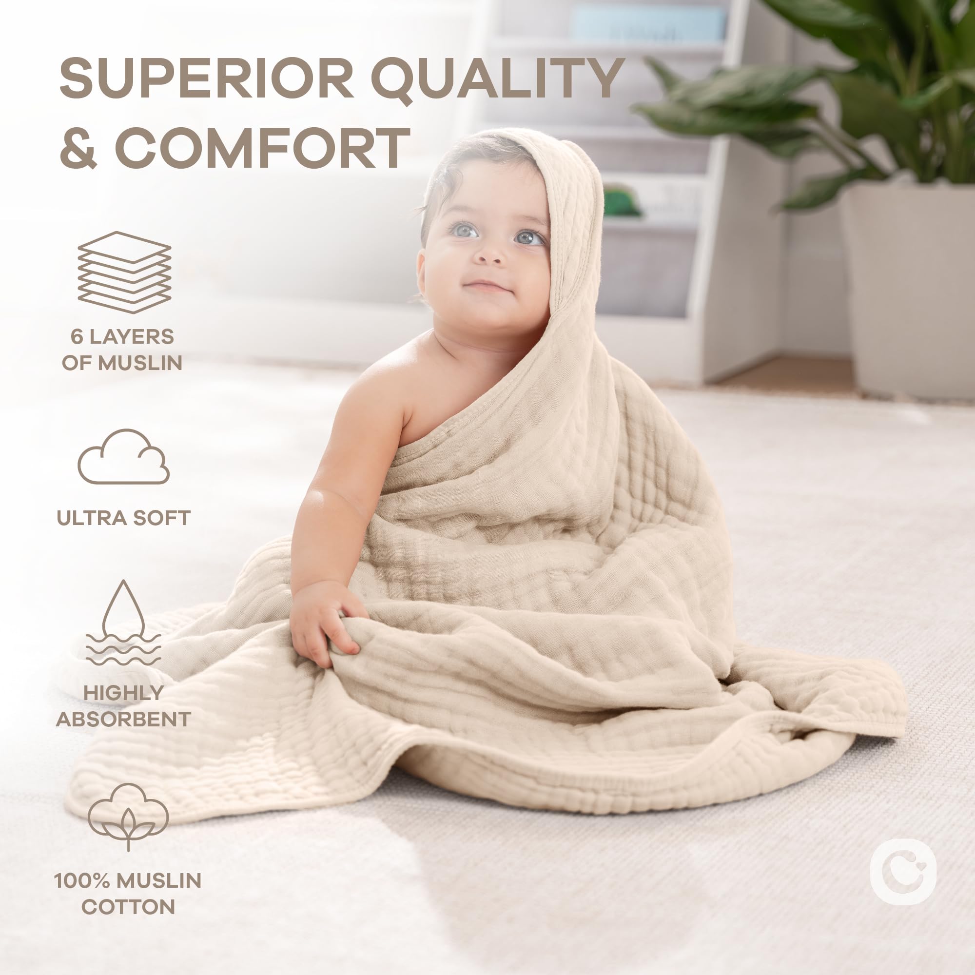 Comfy Cubs absorbent baby towel for quick drying.