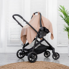 Comfy Cubs baby car seat cover breathable fabric promotes airflow during warm outings.