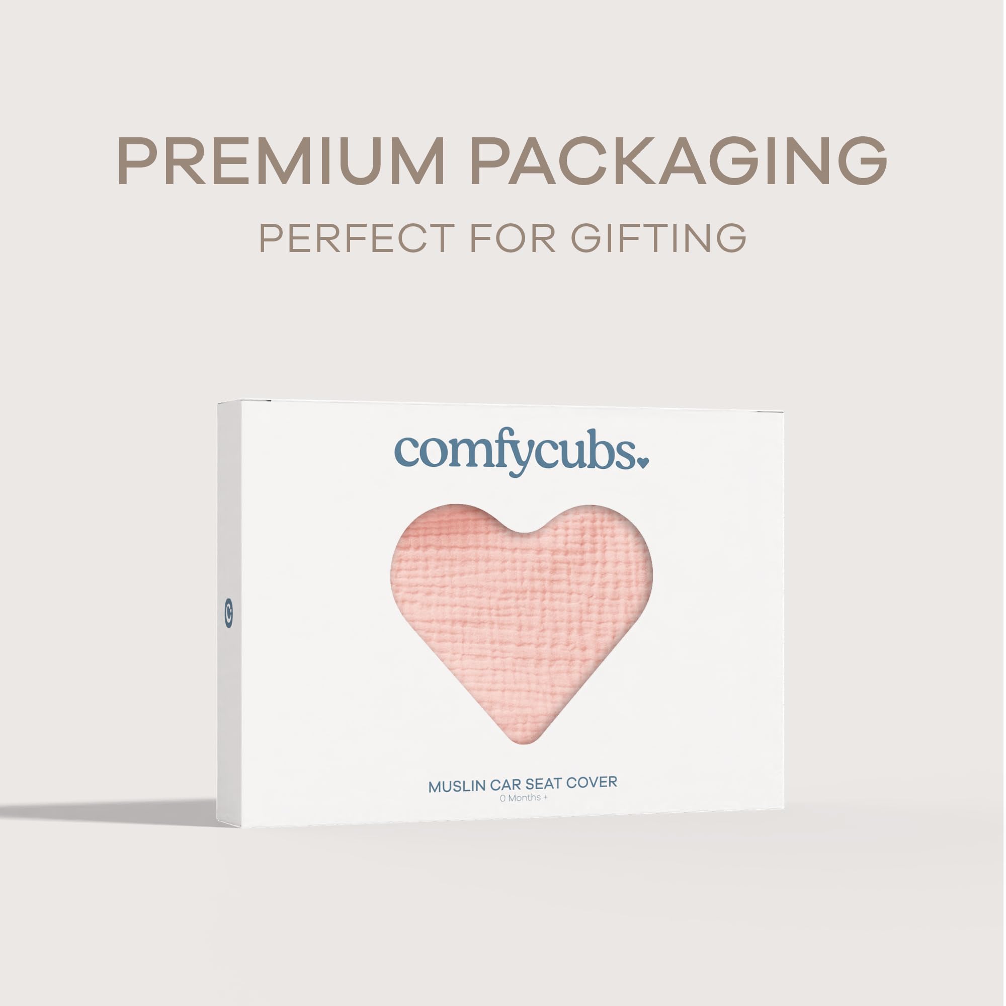 Comfy Cubs baby car seat cover in gift-ready packaging for easy gifting at showers.